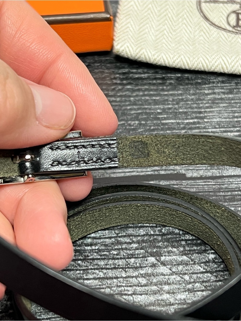 Authentic Hermes Black Leather Double Tour Bracelet with Silver Buckle - Picture 6 of 6